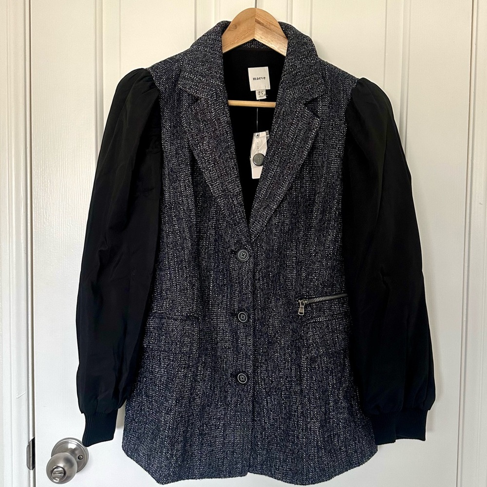 Maeve Mixed Media Relaxed Jacket Size 6 NWT - Picture 2 of 11
